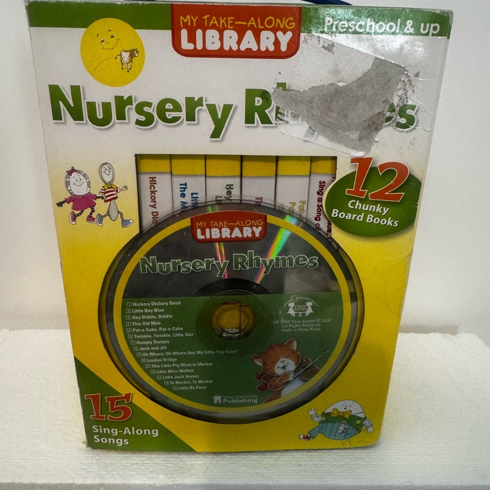 Nursery Rhyme Take-Along Library Set in Yellow and Green